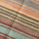 4x7 Pale Orange & Mint Green Striped Wool Kilim Rug, Washable Rug,126x210Cm