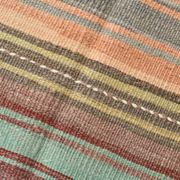 4x7 Pale Orange & Mint Green Striped Wool Kilim Rug, Washable Rug,126x210Cm