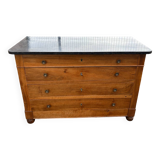 Commode en noyer et marbre noir, XIXème siècle