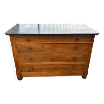 Commode en noyer et marbre noir, XIXème siècle