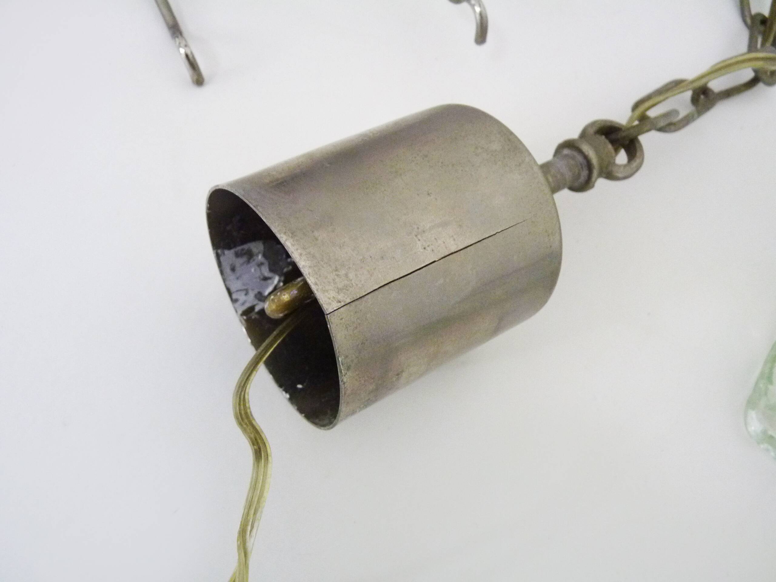 Mid-Century Italian Chandelier with Hanging Glass Plates Green Decor