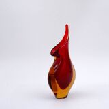 Vase Flavio Poli Seguso en verre de Murano rouge et jaune