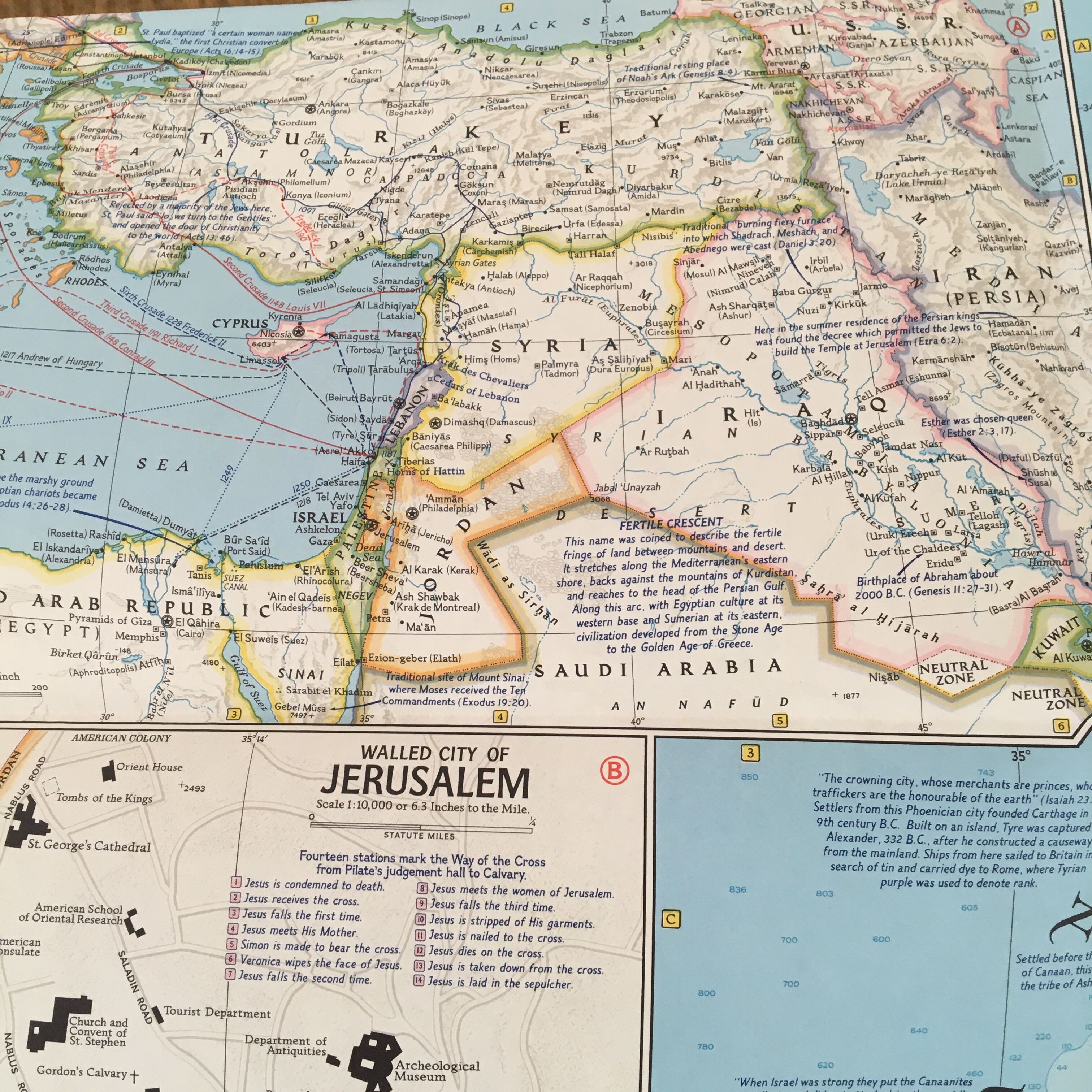 "Holy Land" map National Geographic 1963