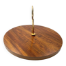 Vintage round wooden cheese board with unscrews handle