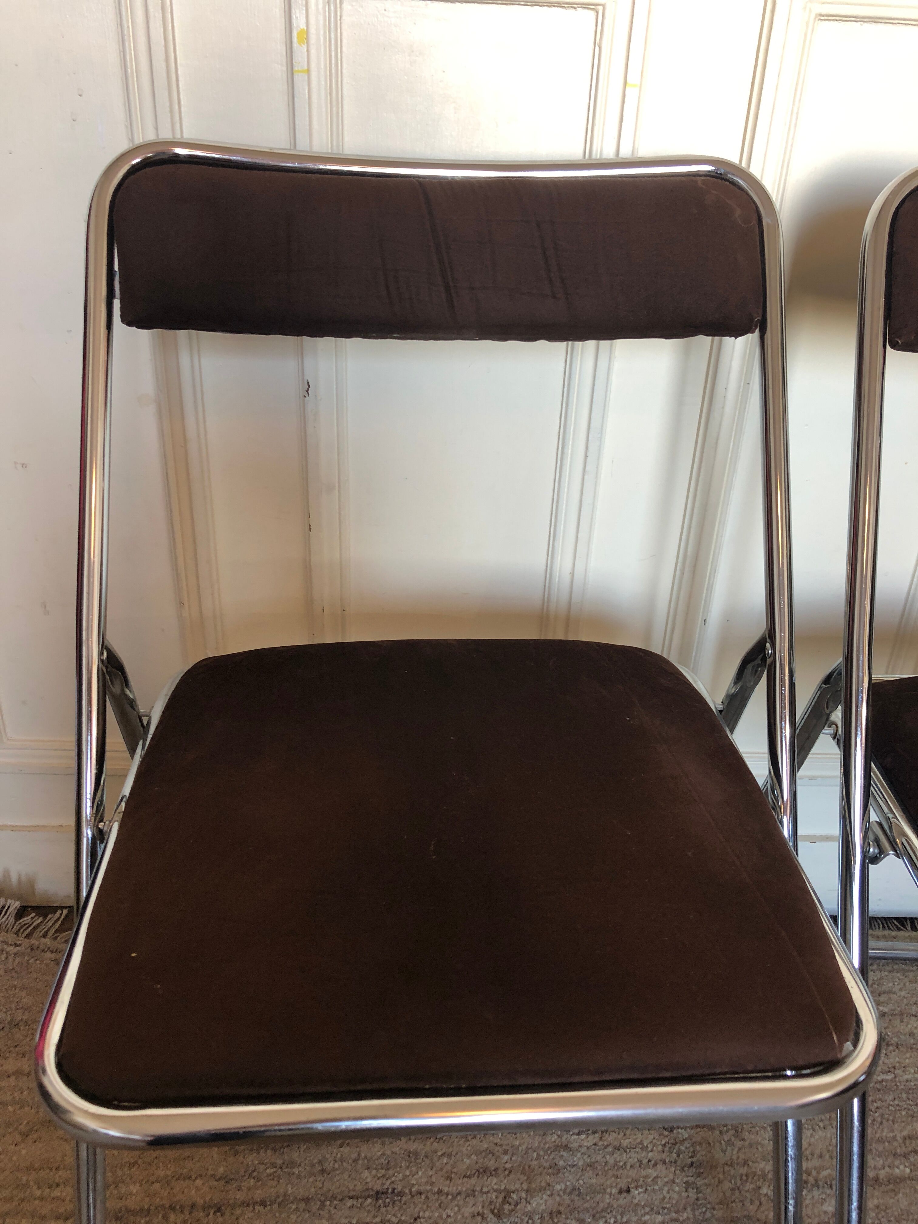 Pair of folding chairs chrome