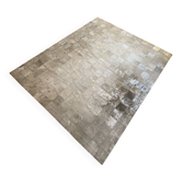Tapis en peau de vache, patchwork gris argenté