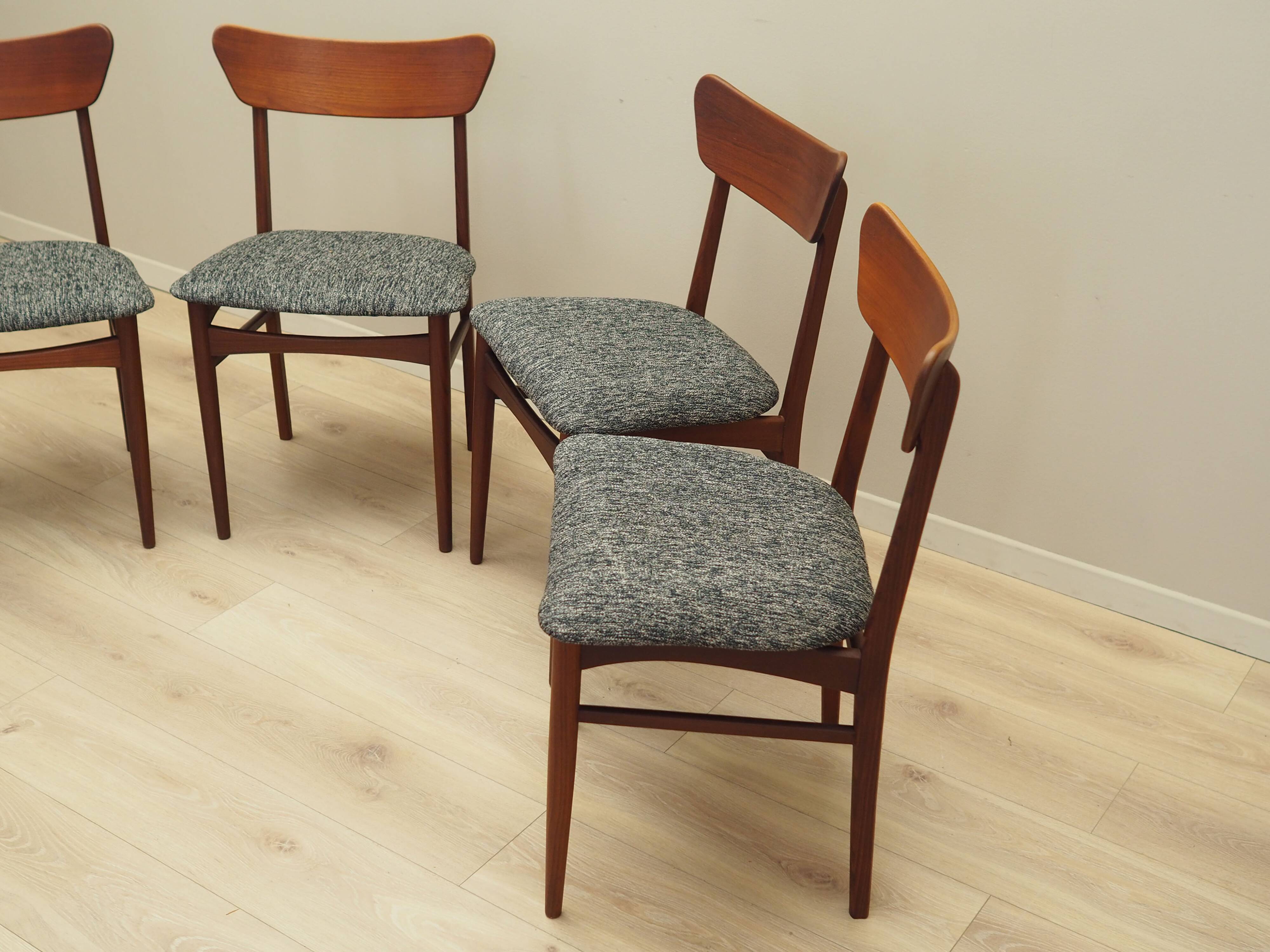 Set of four teak chairs, Danish design, 1970s, production: Denmark