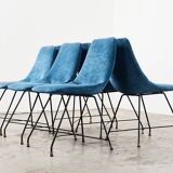 Augusto Bozzi Set of 6 Aster Dining Chairs for Saporiti Italy 1950s