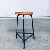 Set of Industrial Green Tripod Stool Set, Belgium, 1950s