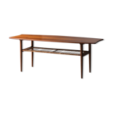 Table basse 'Planche de surf' en bois de teck avec étagère à magazines, design hollandais, années 1960