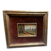 Oil painting on cardboard, Tuscan landscape, early 1900s