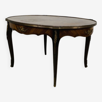 Louis XV High-end inlaid coffee table - Wood, Bronze - 1930s retro vintage