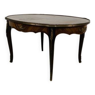 Louis XV High-end inlaid coffee table - Wood, Bronze - 1930s retro vintage