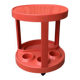 Round red bar cart in injected plastic, Mid-Century Italian style, 1970s.