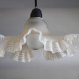 Beige glass pendant light with ruffles