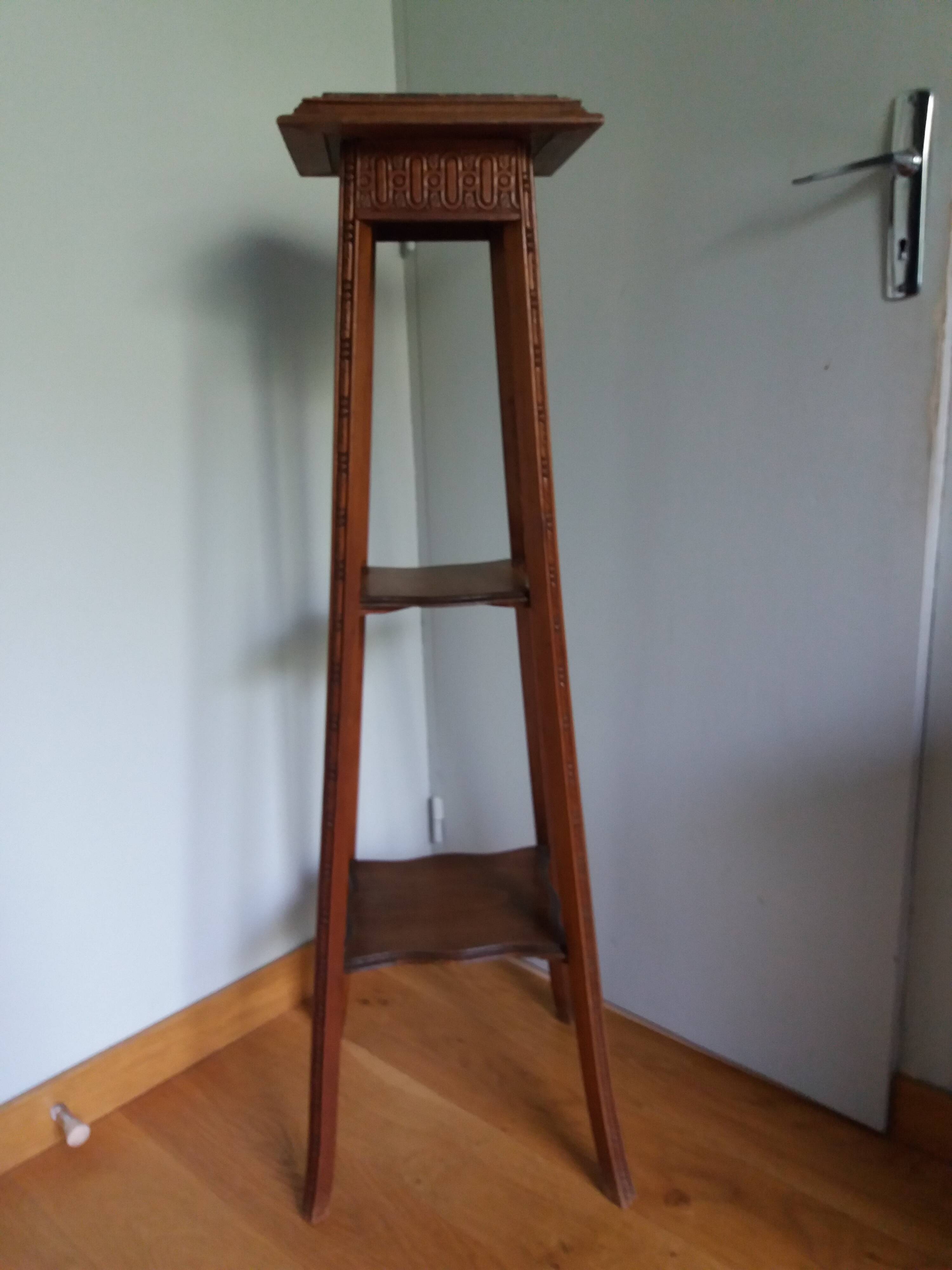 Wooden and marble stool