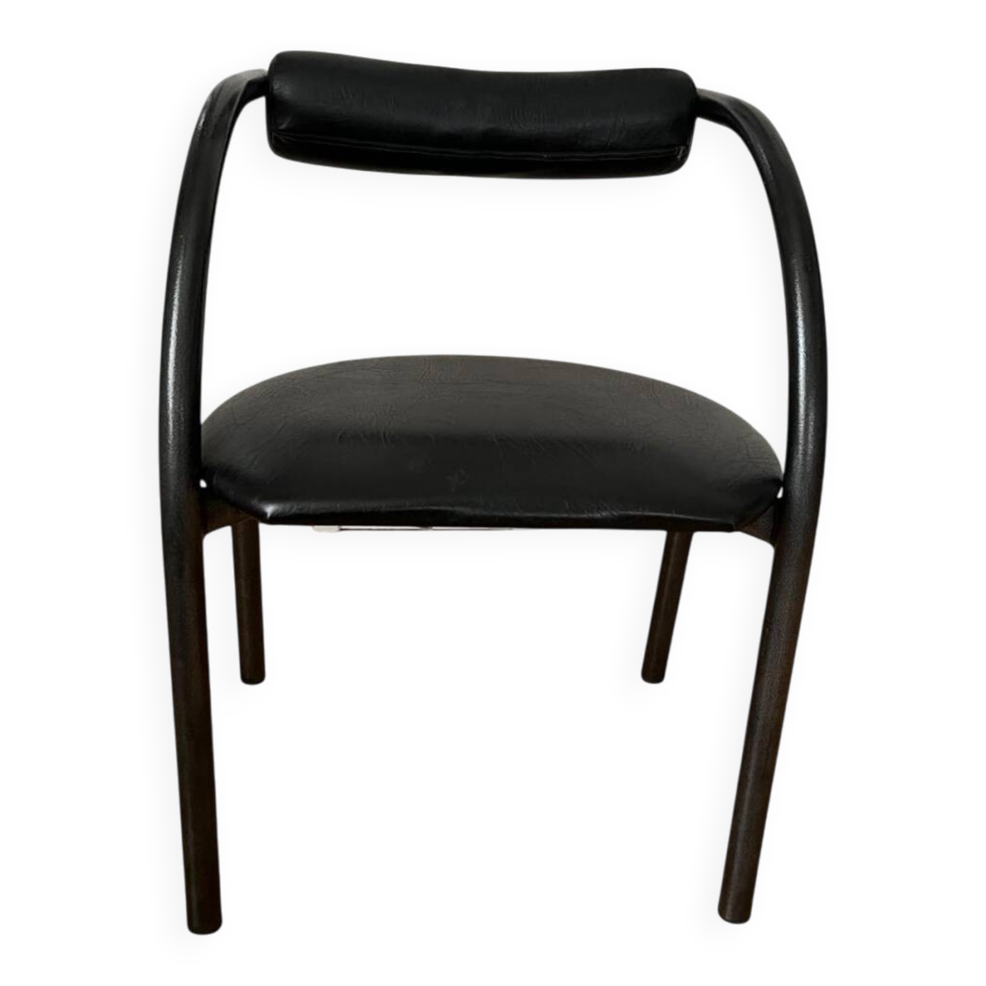 Danish design chair from the 80s, black tubular metal and faux leather.