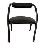 Danish design chair from the 80s, black tubular metal and faux leather.
