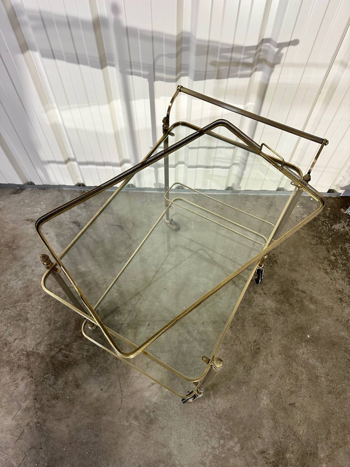1970s gold rolling serving table