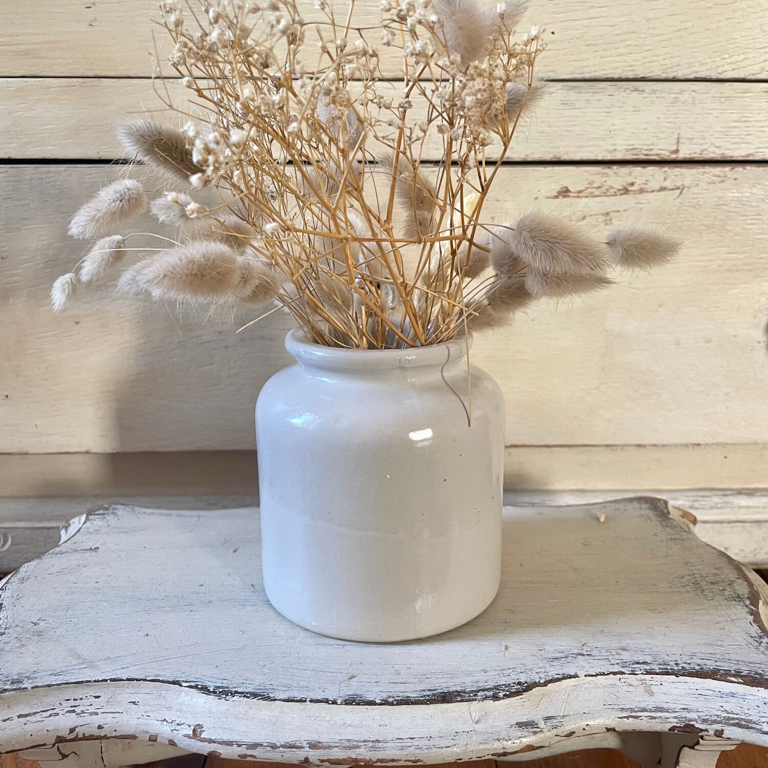 Vintage white stoneware pot