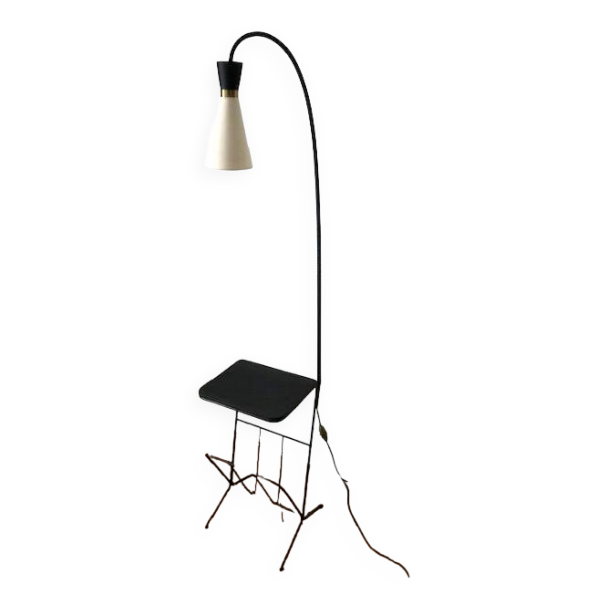 Tablet floor lamp and magazine holder with diabolo