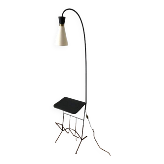 Tablet floor lamp and magazine holder with diabolo