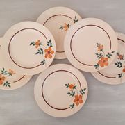 Flat earthenware plates Moulin des Loups Saint Amand Model Amélie Vintage