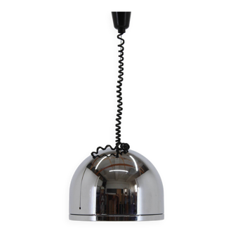 Lampe suspendue réglable chromée italienne rare des années 1970