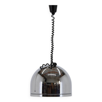 Lampe suspendue réglable chromée italienne rare des années 1970
