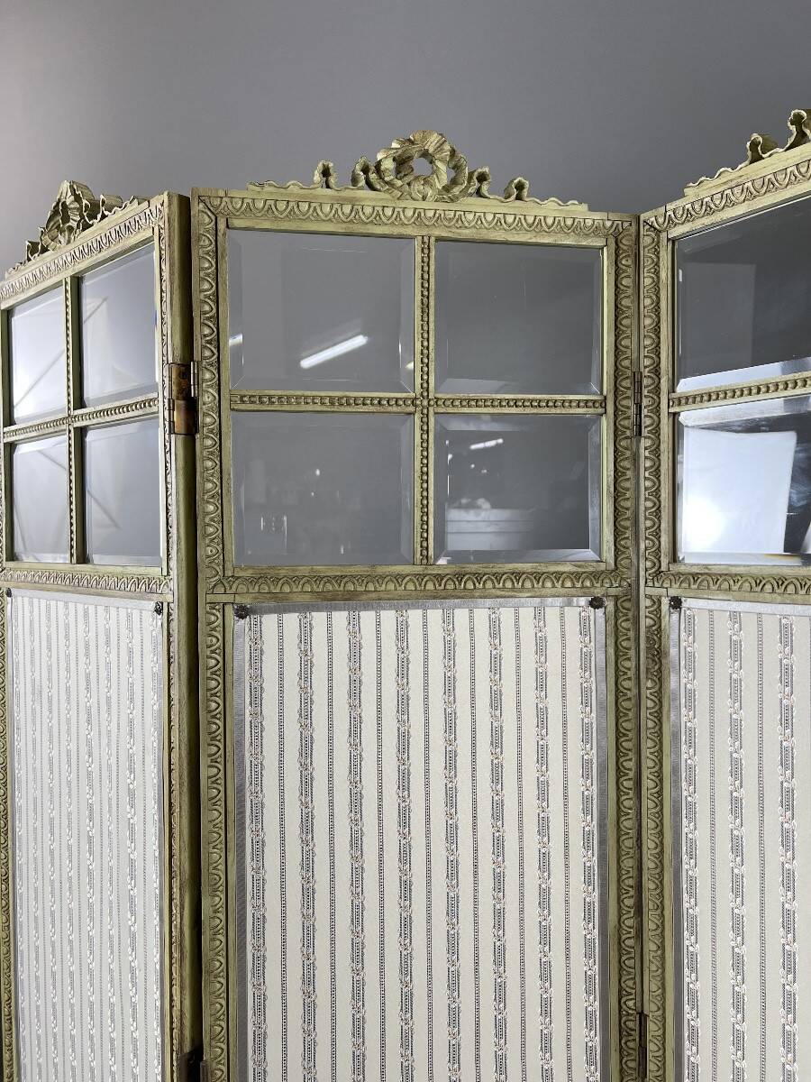 Five-panel screen in Louis XVI style, 19th century.