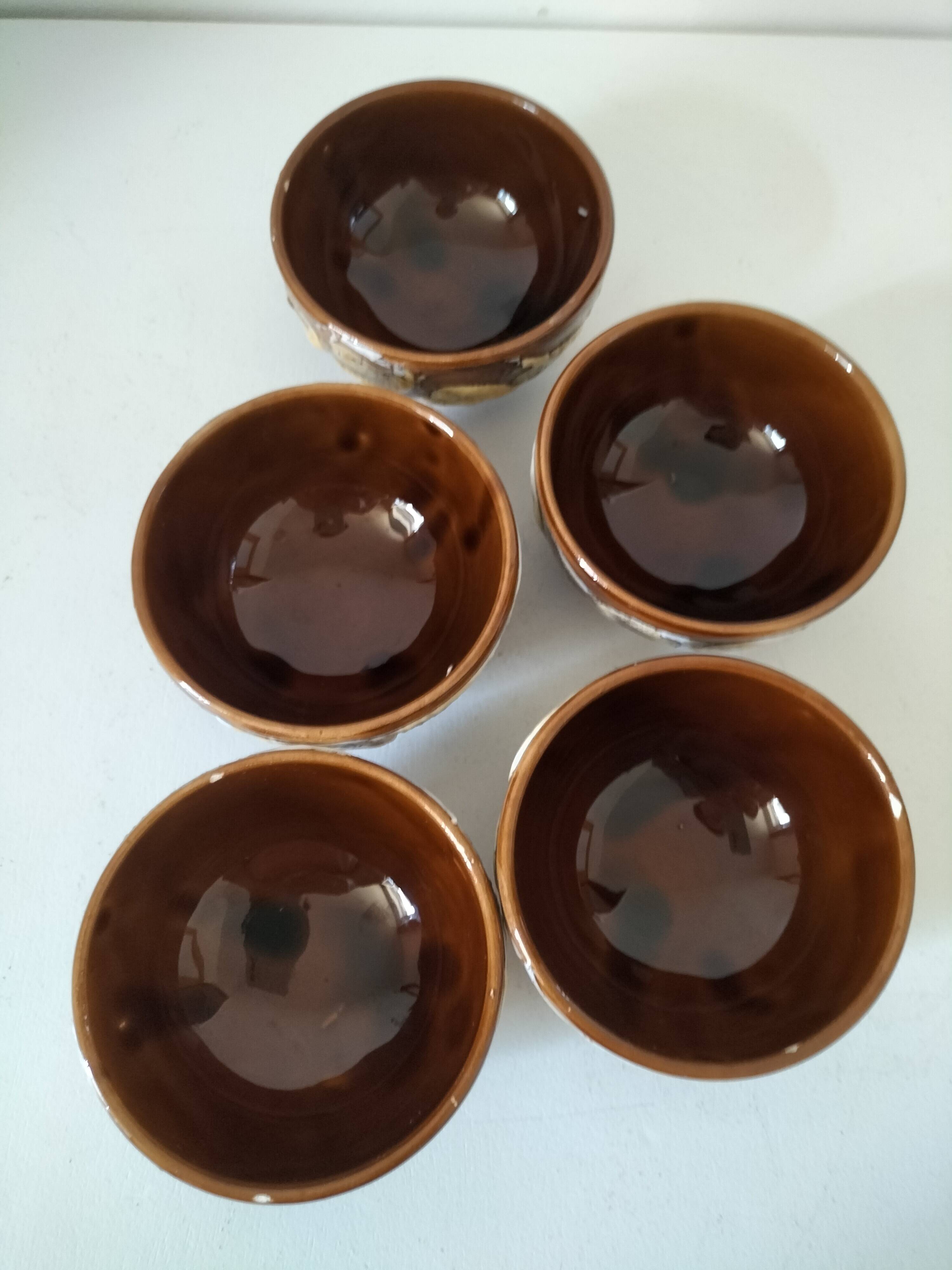 Set of 5 vintage enameled bowls – Chic terracotta ambiance