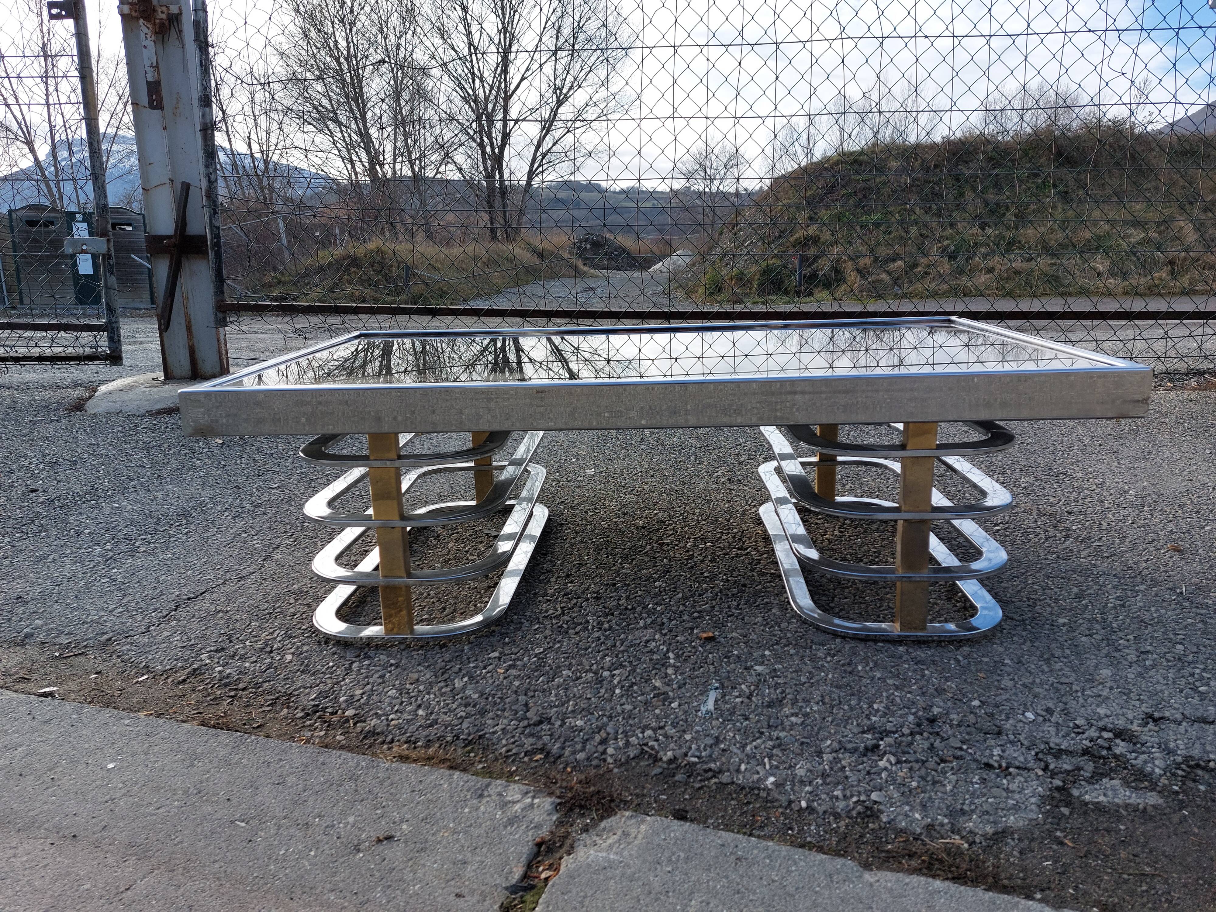 Vintage coffee table with chrome and gold base
