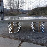 Vintage coffee table with chrome and gold base