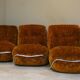 Modular three-seater sofa in steel and velvet, Adriano Piazzesi, 1970