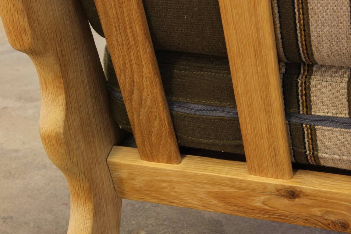 Vintage 1960s Danish low back lounge chairs in light oak, Henning Kjærnulf style