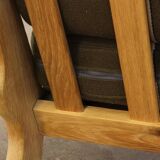 Vintage 1960s Danish low back lounge chairs in light oak, Henning Kjærnulf style