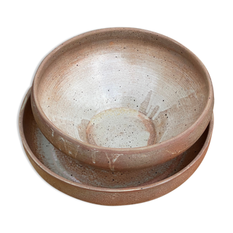Jarre grès et grand plat