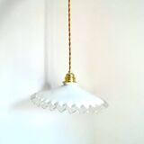 Opaline crenellated pendant light