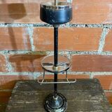 Ashtray on Stand + Tray + Metal Magazine Rack in Black + Vintage Chrome