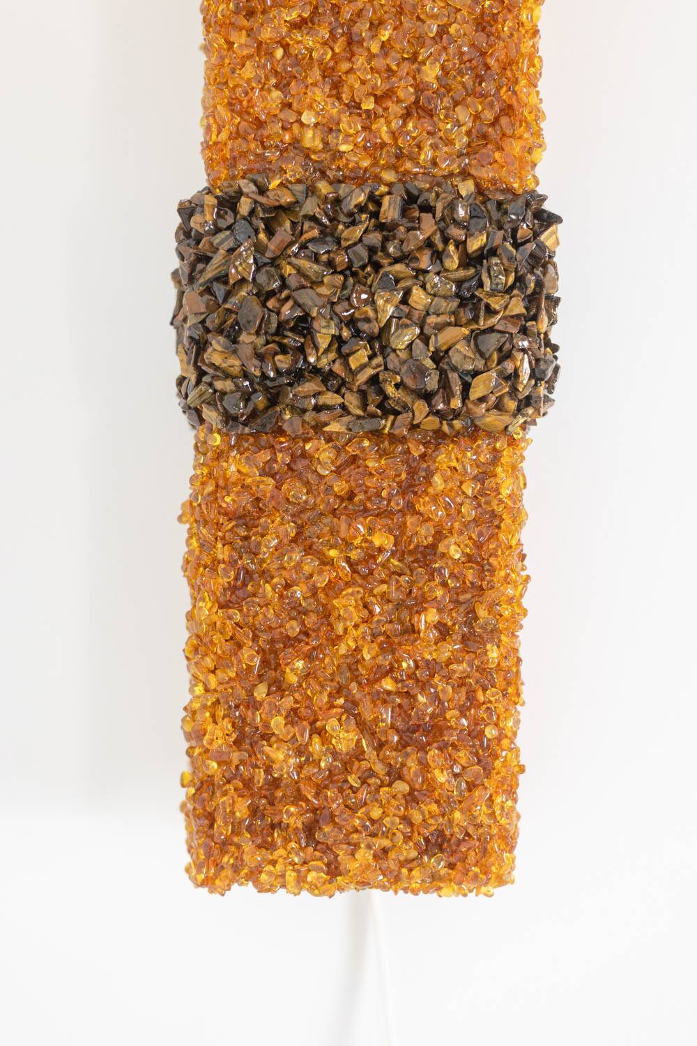 Pair of "Honey" wall lights in amazonite and amber. Contemporary work.