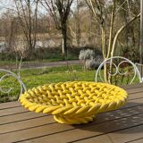 Woven ceramic fruit bowl, early 20th century