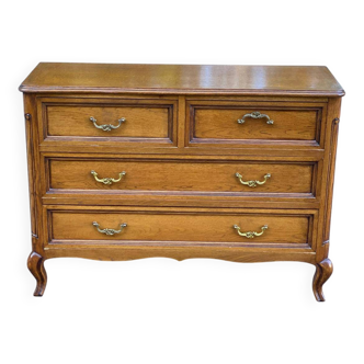 Commode en bois massif 4 tiroirs Louis XV