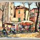 Tableau marché aux fleurs à Menton Henri Guillon