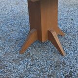 1950s round oak table, 2 heights, central quadripod leg
