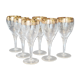 6 old wine glasses in engraved crystal and gold