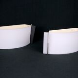 Pair of mid-century wall lamps in black metal and perspex, france