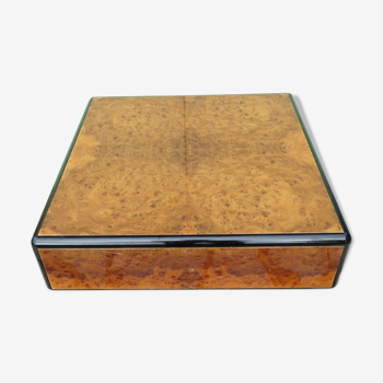 Table basse vintage en loupe d'orme 1970 - 70X70X35cm