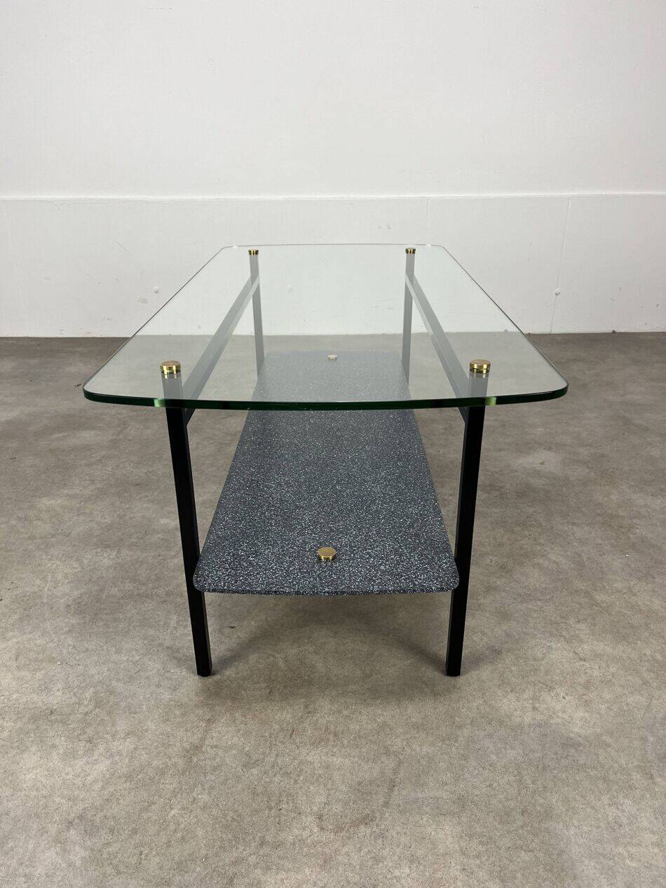 1950s coffee table in metal and glass