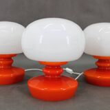 1970s Set of Three Stepan Tabery Opaline Glass Table Lamps, Czechoslovakia