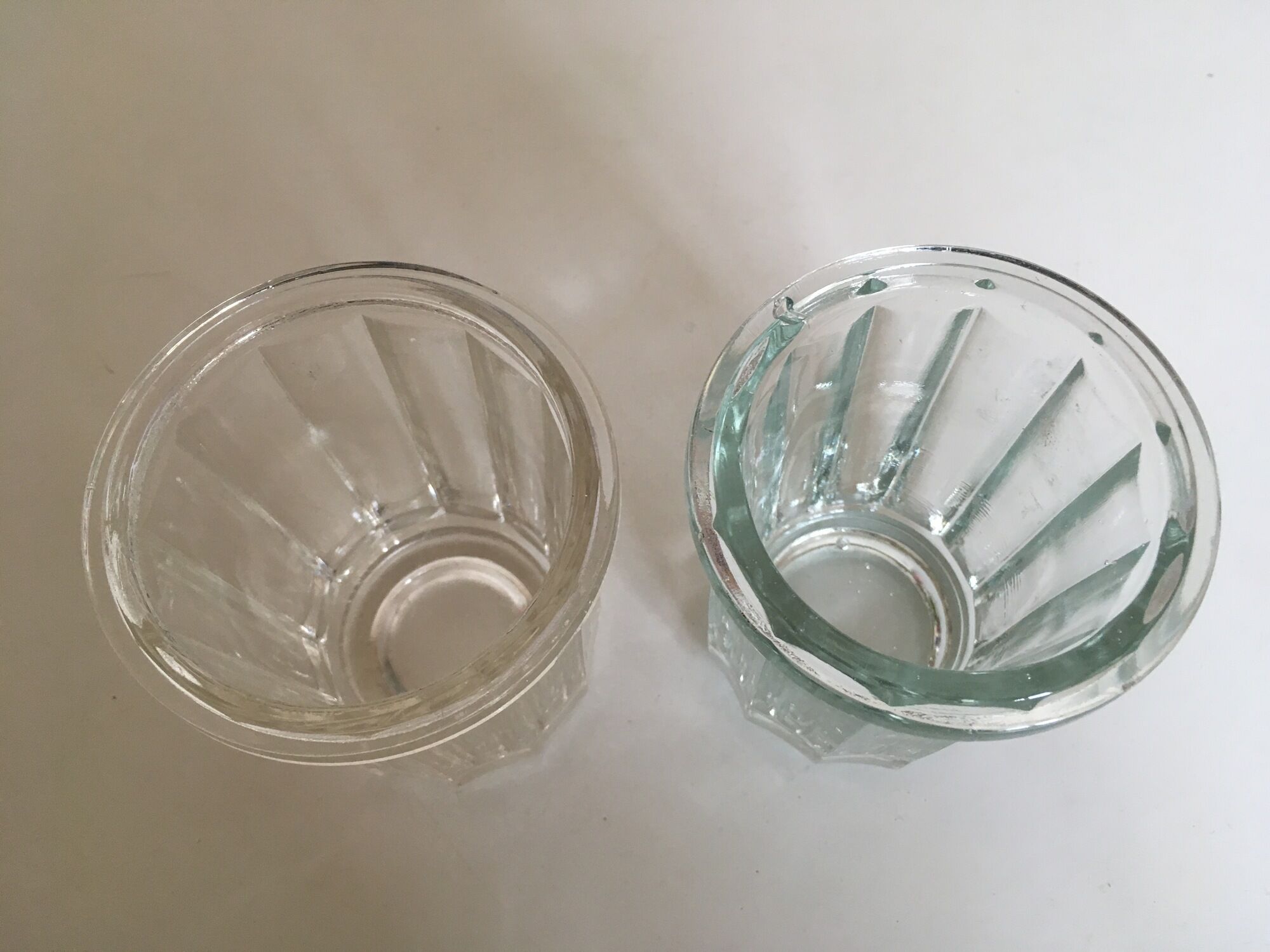Pair of pots to jams in glass fluted on foot early 20th e
